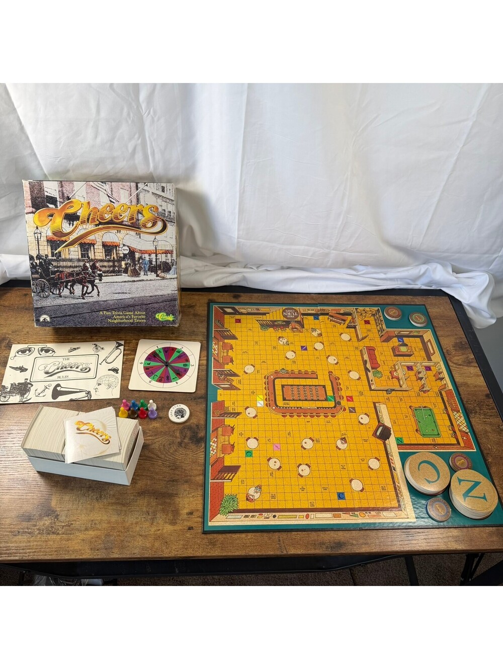 Vintage 1992 Cheers Trivia Board Game Classic Games Complete TV Show Bar